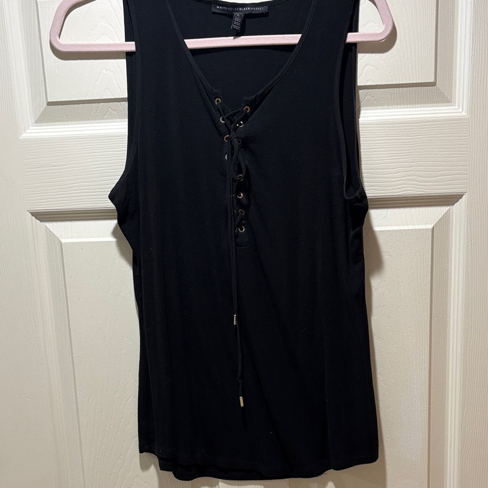 White House Black Market Black Lace-Up Tank Top